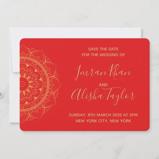 Save The Date Mehendi Mariage Indien Hamsa Henna Date à sauvegar (Devant)