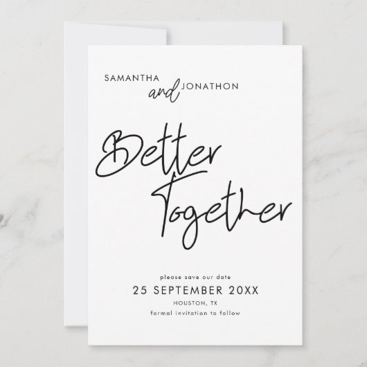 Save The Date Meilleur Ensemble Moderne Gris Script (Devant)