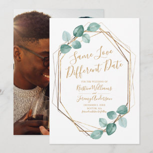 Save The Date Même amour autre date Eucalyptus Gold Photo