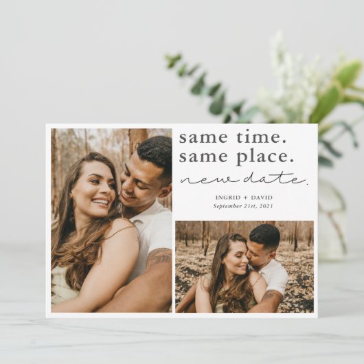 Save The Date Même Heure Même Lieu Nouvelle Date Enregistrer La  (Debout devant)