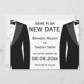 Save The Date Même plan nouvelle date mariage gay noir et blanc (Dos)