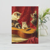 Save The Date Mère Chat et chatons Jouer avec la guitare (Debout devant)