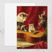 Save The Date Mère Chat et chatons Jouer avec la guitare (Devant / Derrière)