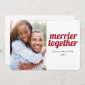 Save The Date Merrier Together Bold Police Christmas Mariage Pho (Devant / Derrière)