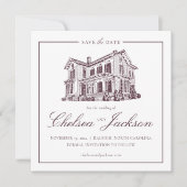 Save The Date Merrimon-Wynne Maison Croquis Enregistrer la date (Devant)