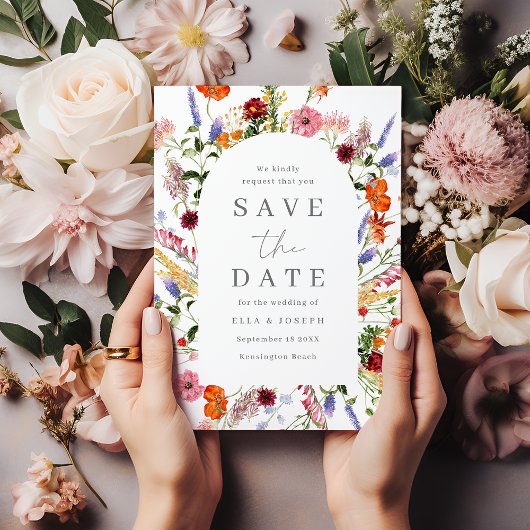 Save The Date Merveilleux Mariage Fleur sauvage d'aquarelle