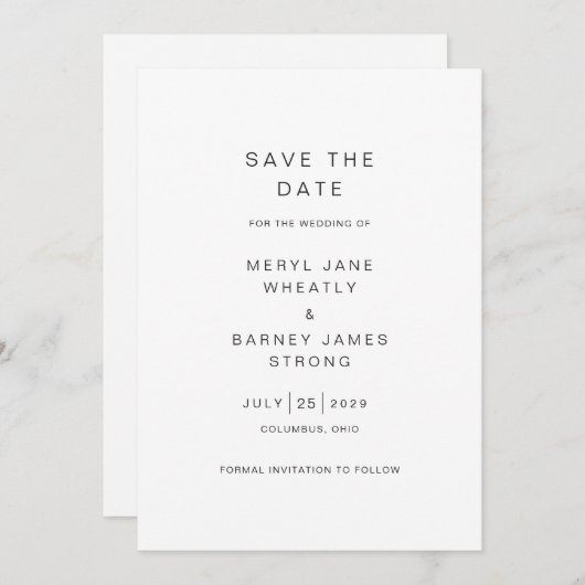 Save The Date Meryl Elegant Mariage moderne (Devant / Derrière)