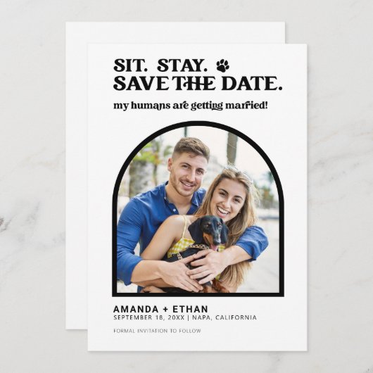 Save The Date Mes humains deviennent Mariages de chiens mariés (Devant / Derrière)