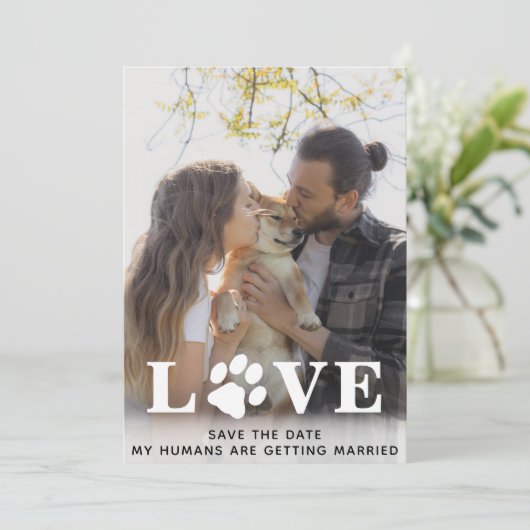 Save The Date Mes humains deviennent Mariages de chiens mariés (Debout devant)