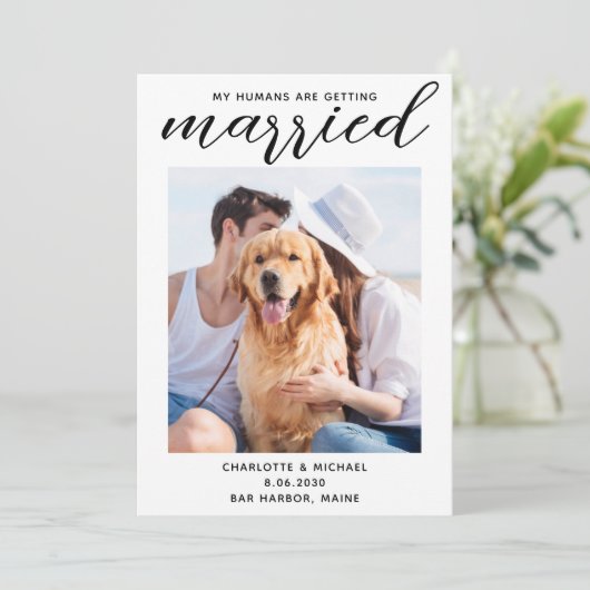 Save The Date Mes humains se marient Chien Mariage Photo (Debout devant)