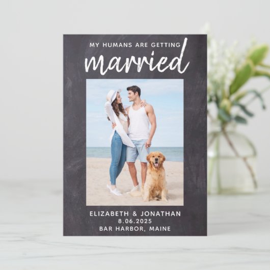 Save The Date Mes humains se marient Mariage de chien rustique (Debout devant)