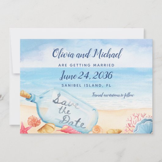 Save The Date Message Dans Le Mariage À Bottle Beach (Devant)