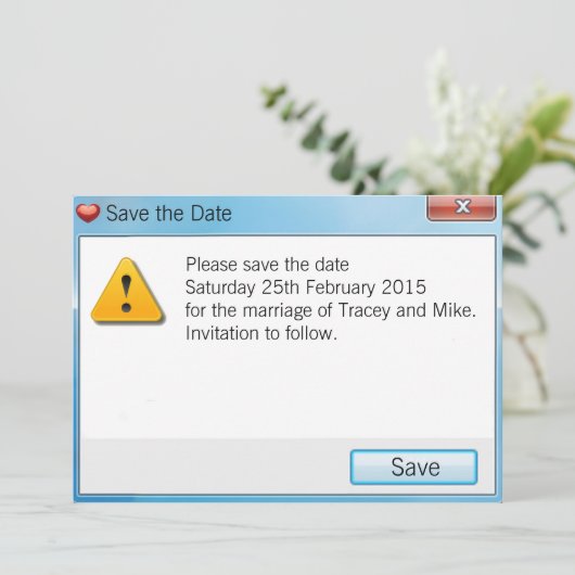 Save The Date Message d'erreur du geek Enregistrer la date Invit (Debout devant)