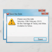 Save The Date Message d'erreur du geek Enregistrer la date Invit (Devant / Derrière)