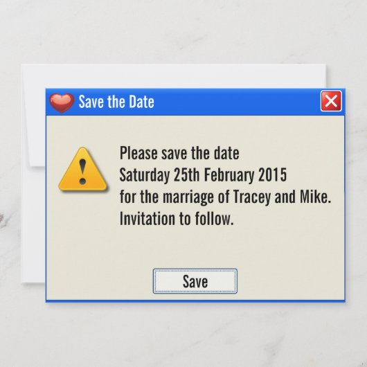 Save The Date Message d'erreur du geek Enregistrer l'invitation  (Devant)