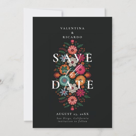 Save The Date Mexicaine Russe moderne Floral Rancho QR Mariage (Devant)