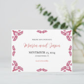 Save The Date Mexican Talavera Red Floral Minimalist Wedding (Debout devant)
