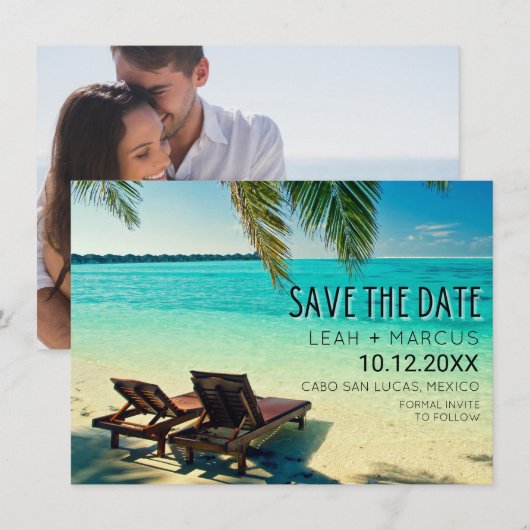 Save The Date Mexique Destination Beach Wedding Enregistrer la d (Devant / Derrière)