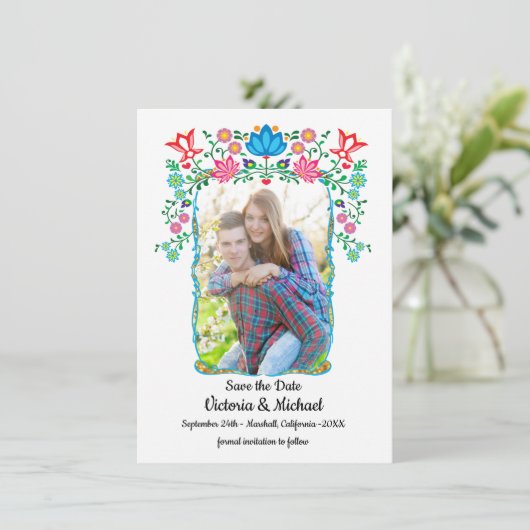 Save The Date Mexique Fiesta Gold Enregistrer la photo de la dat (Debout devant)