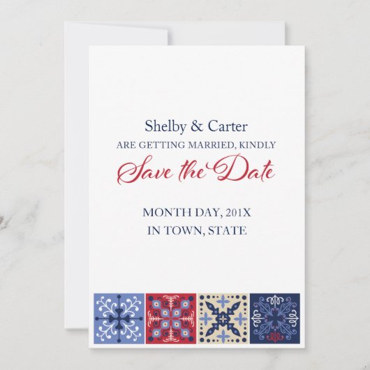 Save The Date Mexique Talavera Carrelage Mariage Enregistrer la  (Devant)