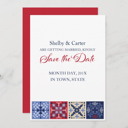 Save The Date Mexique Talavera Carrelage Mariage Enregistrer la  (Devant / Derrière)