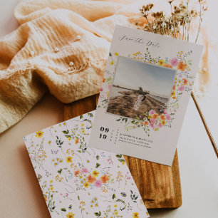 Save The Date Mi-été Flores romantiques d'automne Photo