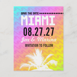 Save The Date MIAMI Enregistrer le papier Date Linen