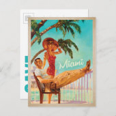 Save the date | Miami, FL - Paar Aankondigingskaart (Voorkant / Achterkant)