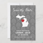 Save The Date Michigan Accueil State City Plan Mariage Enregistr (Devant)