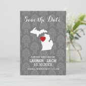 Save The Date Michigan Accueil State City Plan Mariage Enregistr (Debout devant)