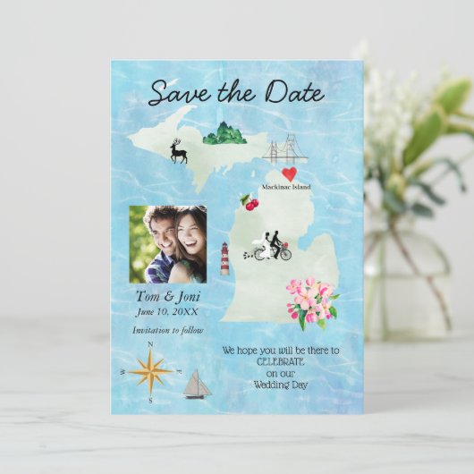 Save The Date Michigan Map Save the Dater (Debout devant)