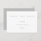 Save The Date Micro Mariage Gris blanc Typographie Petit minimal (Devant / Derrière)