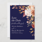 Save The Date Midnight Blue Brûlé Orange Fleur Sauvage (Devant)