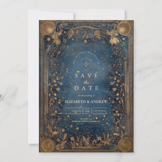 Save The Date Midnight Celestial Baroque Wedding (Devant)