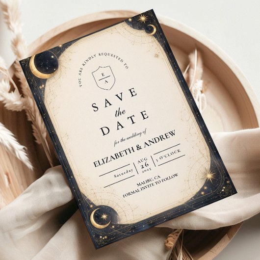 Save The Date Midnight Celestial Garden Wedding