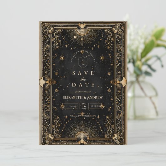 Save The Date Midnight Celestial Luxe Wedding (Debout devant)
