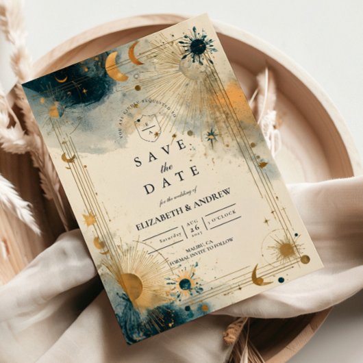 Save The Date Midnight Celestial Wedding