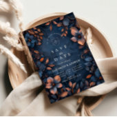 Save The Date Midnight Copper Floral Wedding