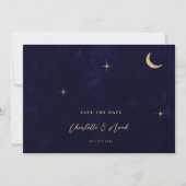 Save The Date Midnight Gold Moon Stars Photo QR Code Mariage (Devant)