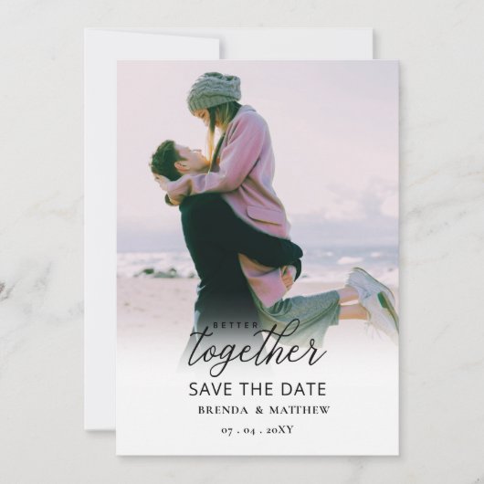 Save The Date Mieux Ensemble Calligraphie Script Photo (Devant)