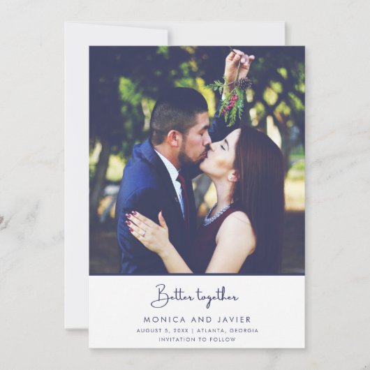 Save The Date Mieux Ensemble Mariage Photo Moderne Sauvez La Dat (Devant)