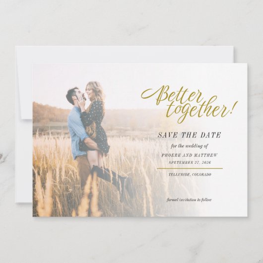 Save The Date Mieux Ensemble Moderne Photo Mariage (Devant)