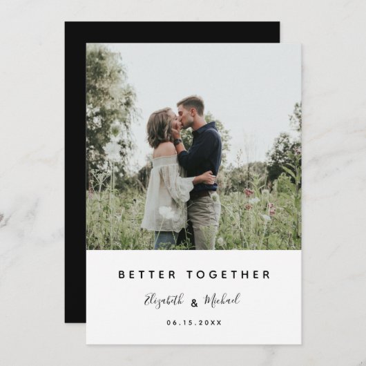 Save The Date Mieux Ensemble Photo Moderne Élégant Simple Script (Devant / Derrière)
