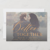 Save The Date Mieux ensemble rouille oranges script mariage phot (Devant)