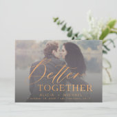 Save The Date Mieux ensemble rouille oranges script mariage phot (Debout devant)