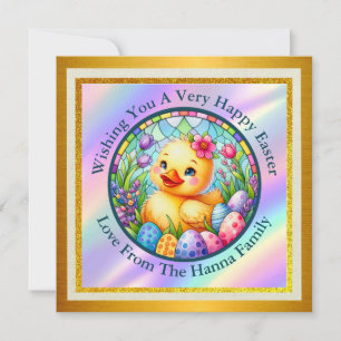 Save The Date Mignon poussin de Pâques, fleurs et œufs colorés