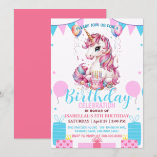 Save The Date mignonne licorne magique princesse fille anniversa