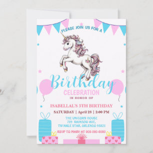 Save The Date mignonne licorne magique princesse fille anniversa