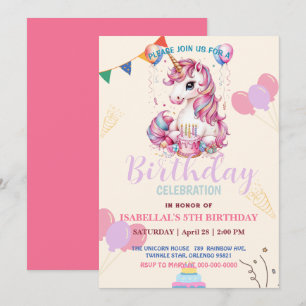 Save The Date mignonne licorne magique princesse fille anniversa