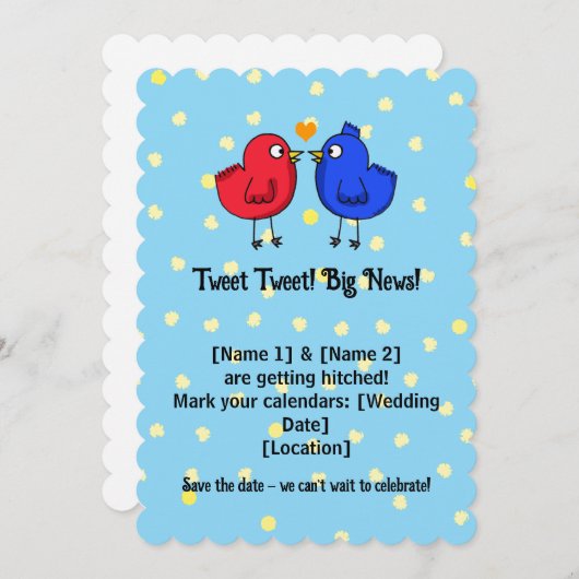 Save The Date Mignons Inséparables Mariages Enregistrer l'invita (Devant / Derrière)